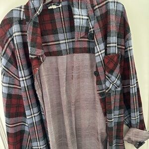 Maurices Red and Black Plaid Sweater